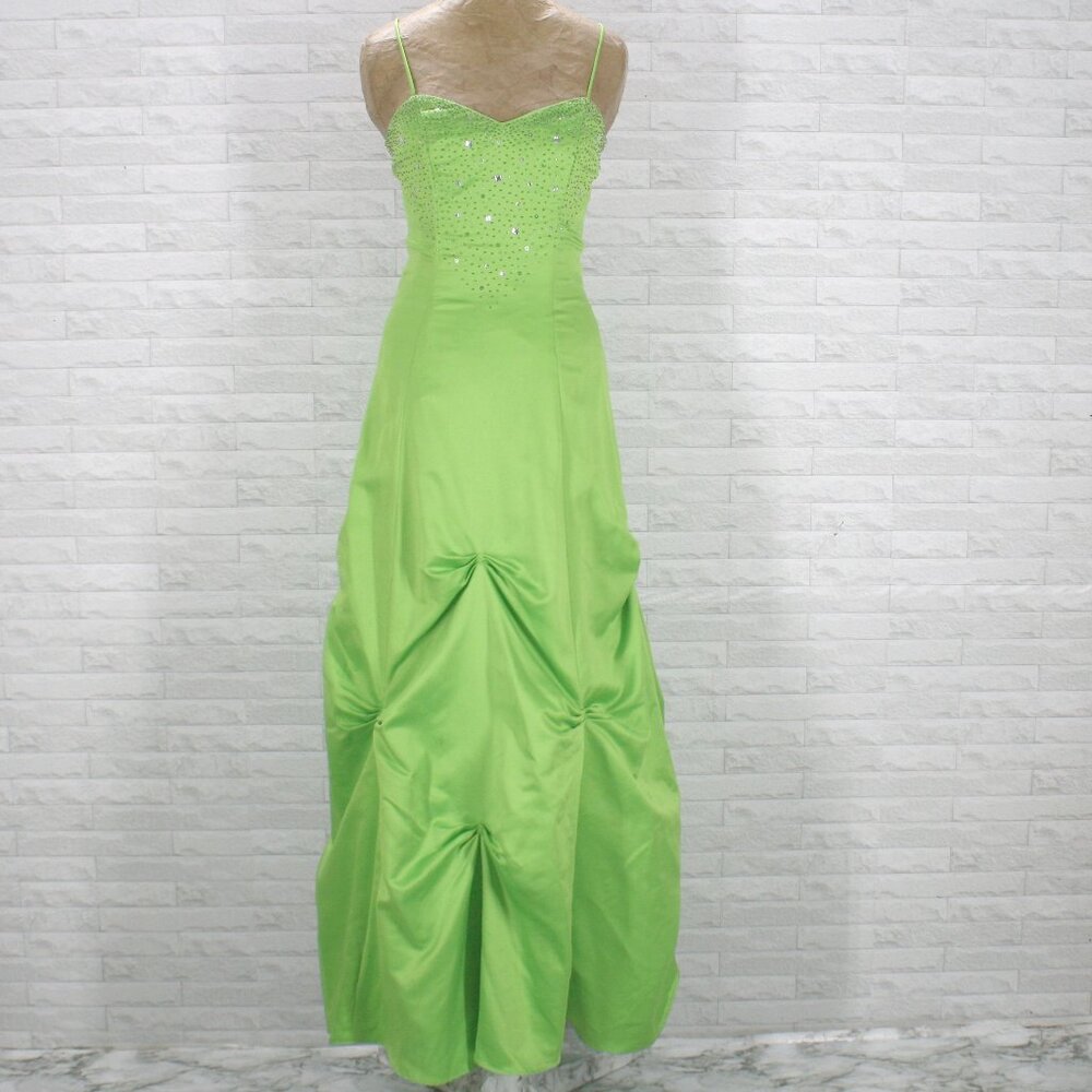 MASQUERADE Dress Prom Beaded Homecoming Pick Up Maxi Ball Gown Lime Green Size 7